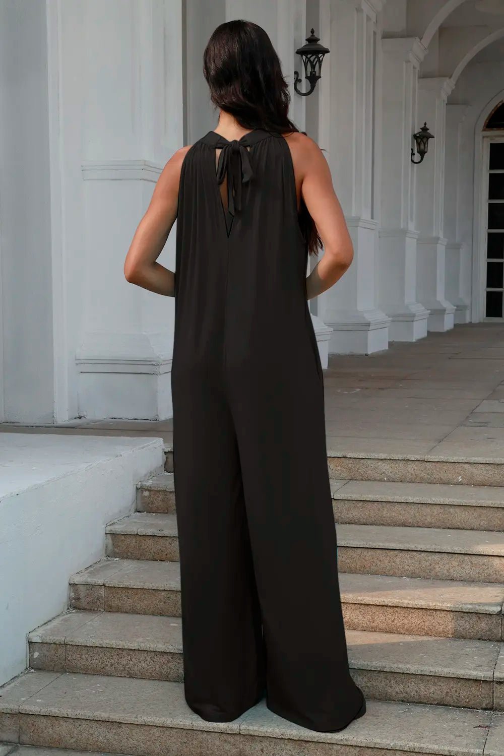 Double Take Full Size Tie Back Cutout Sleeveless Jumpsuit - Bela Fils BoutiqueBela Fils Boutique